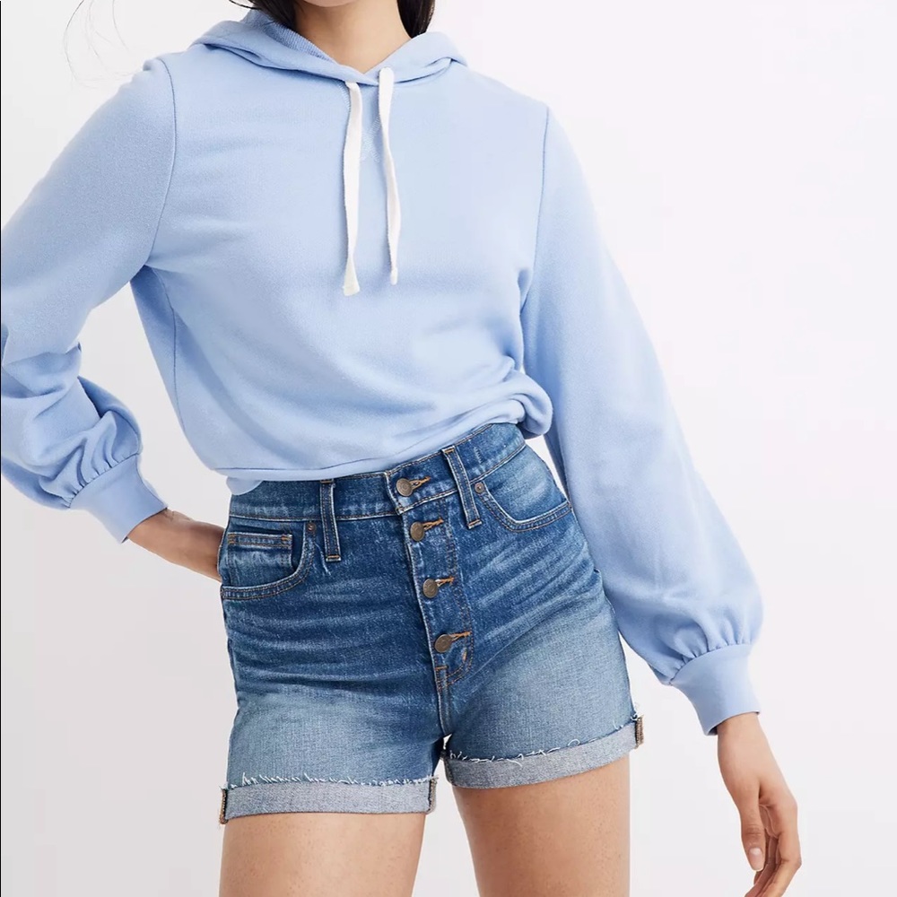 Madewell High-Rise Denim Shorts in Burke Wash: Button-Front Edition